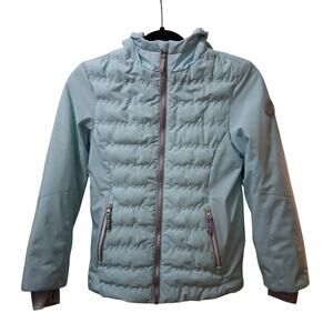 Gerry Girls Puffer Jackets Hooded Lightweight Teal Extended Sleeve Size M-10/12